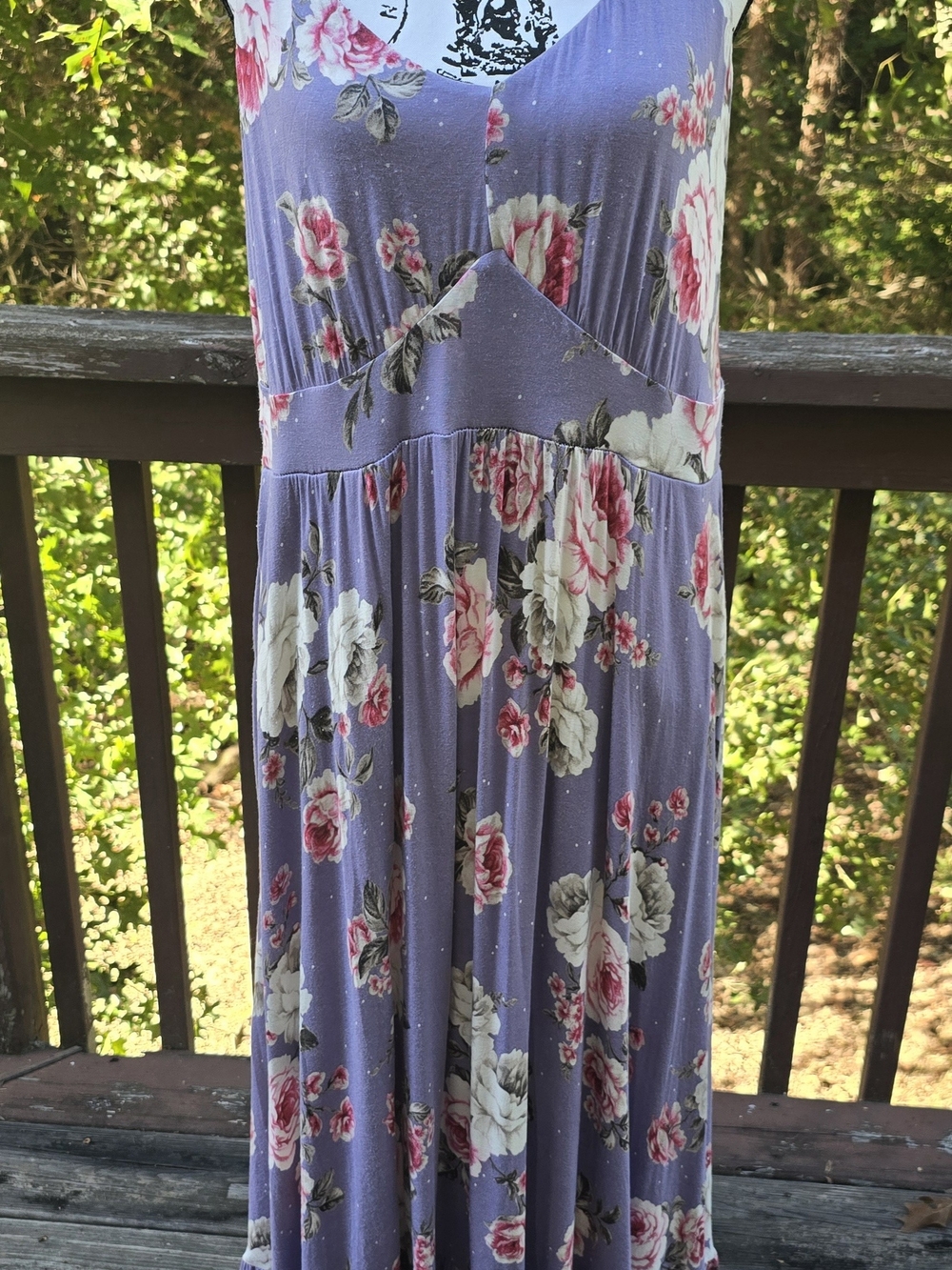 torrid Lavender Maxi Dress with Pink & Cream Rose Print